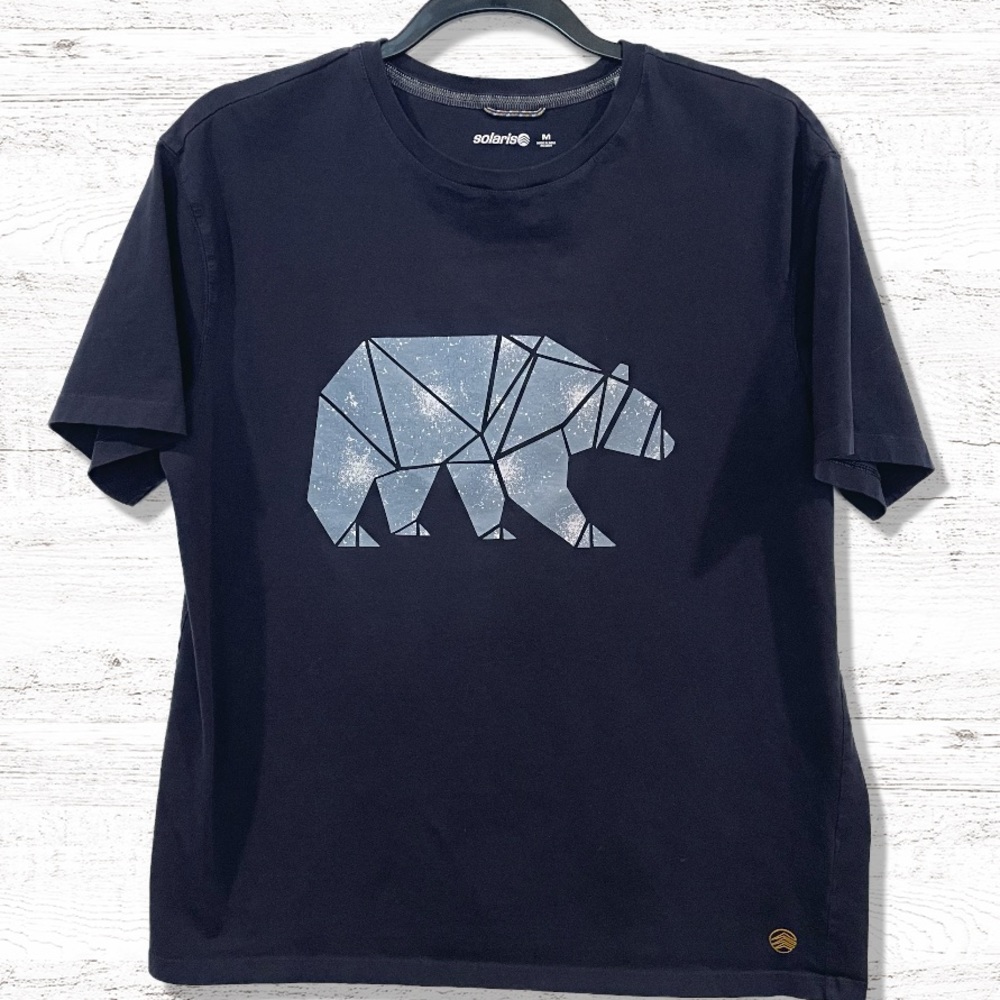 Solaris Bear Graphic Men’s Navy Blue T Shirt Men’s Size Medium